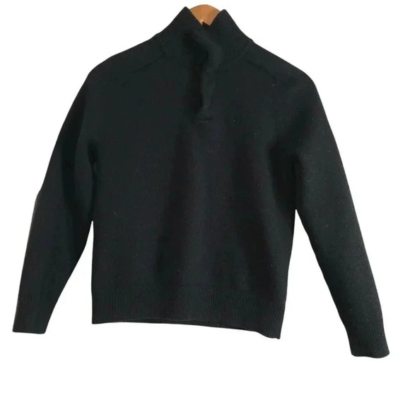 J. Crew Merino Wool size S  Sweater Long Sleeve Black Cropped Pullover women's - Picture 1 of 9